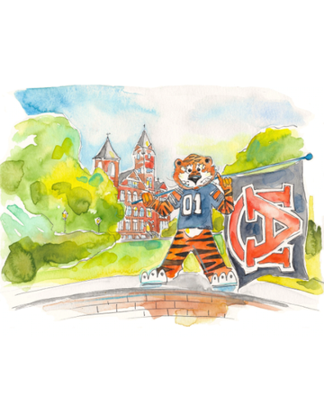 Art by LJD Aubie with AU Flag and Samford