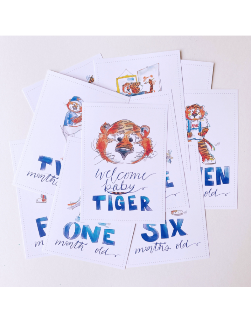 Art by LJD Baby Tiger Milestone Cards