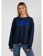 Chicka-D Womens Block Auburn Embroidered Tonal Crew