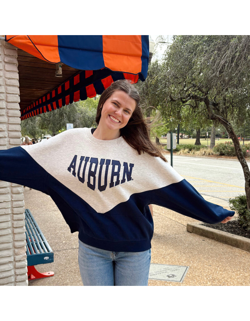 Chicka-D Womens Auburn Color Block Heritage Crew