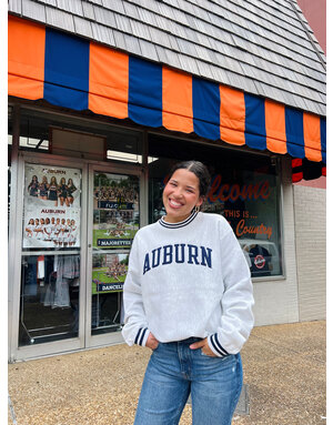 Champion Arch Auburn in Navy Reverse Weave Crew