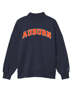 League Collegiate Wear Ladies Auburn Embroidered Mock Neck Crew