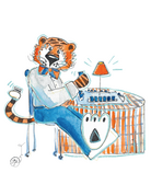 Art by LJD Playing Mahjong Aubie