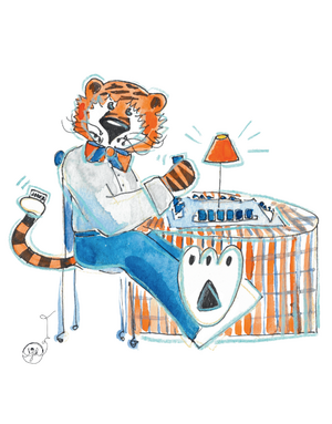 Art by LJD Playing Mahjong Aubie