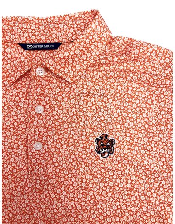 Cutter & Buck Vintage Aubie Head Floral Print Polo