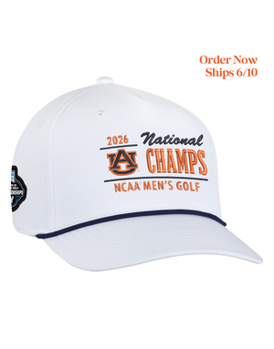 Ahead 2026 Auburn Men's Golf National Champs White Rope Hat