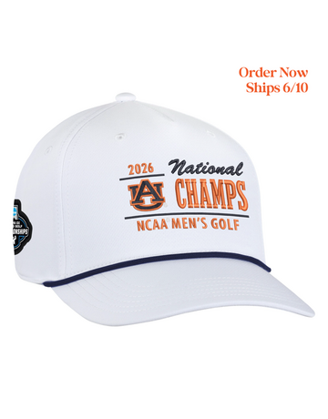 Ahead 2026 Auburn Men's Golf National Champs White Rope Hat