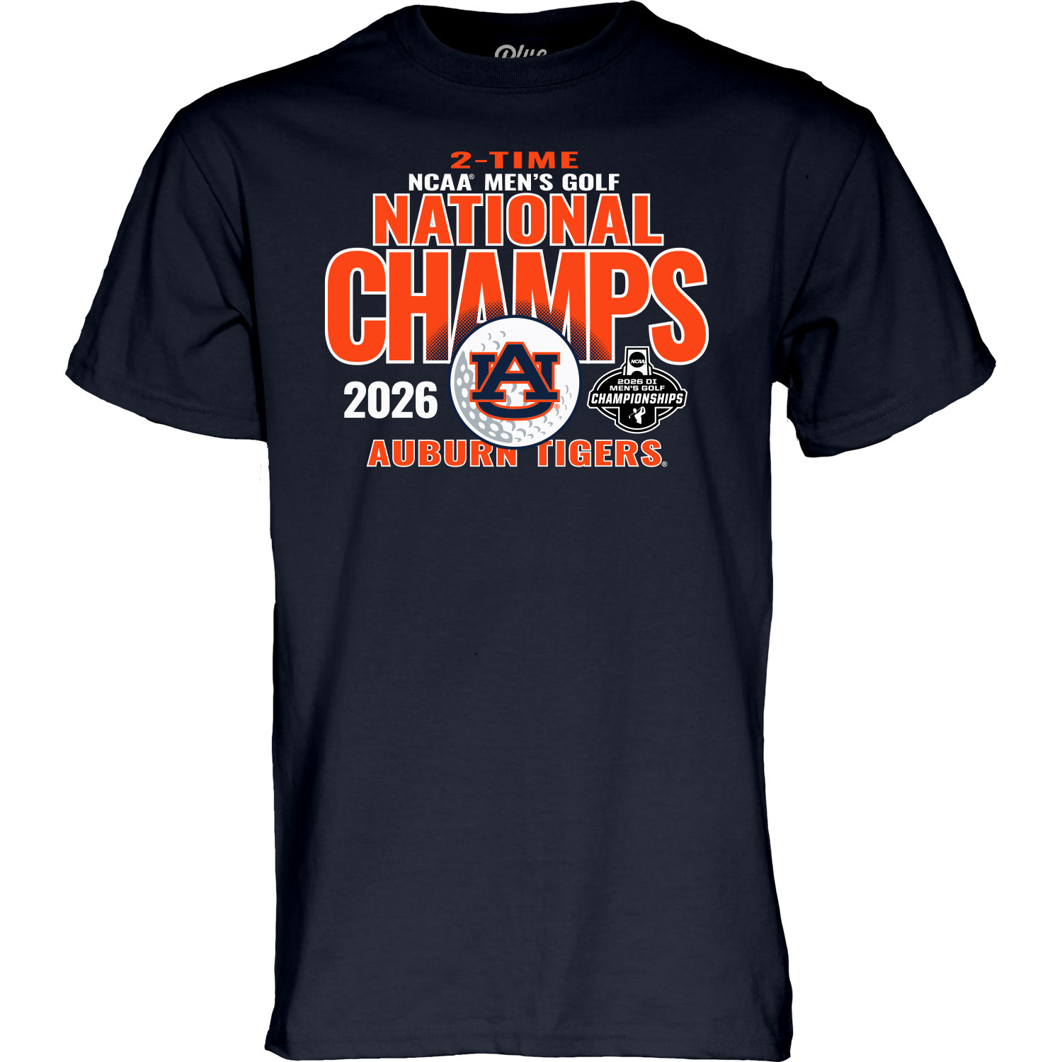 Blue 84 2 Time Auburn Men's Golf National Champs T-Shirt - J&M
