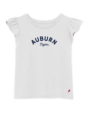 League Collegiate Wear Arch Auburn over Script Tigers Youth Girls Flutter T-Shirt