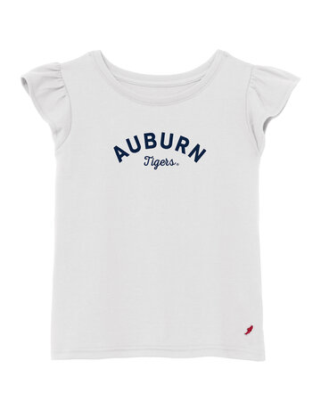 League Collegiate Wear Arch Auburn over Script Tigers Youth Girls Flutter T-Shirt