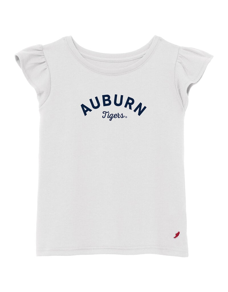 League Collegiate Wear Arch Auburn over Script Tigers Youth Girls Flutter T-Shirt