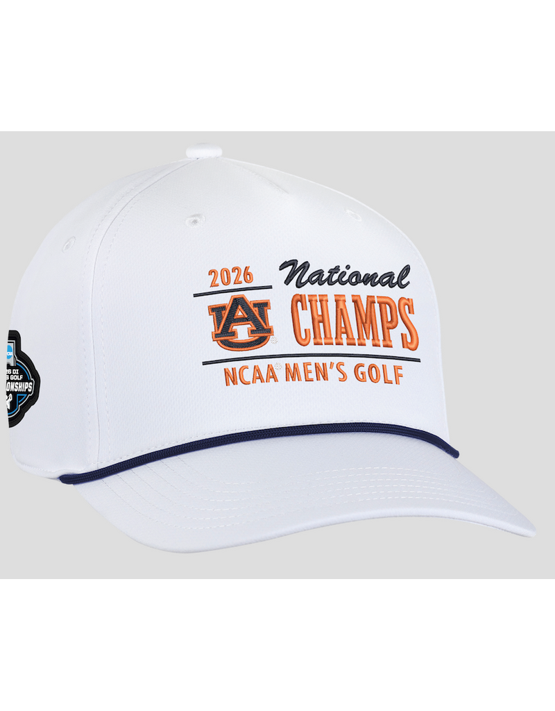 Ahead 2026 Auburn Men's Golf National Champs White Rope Hat