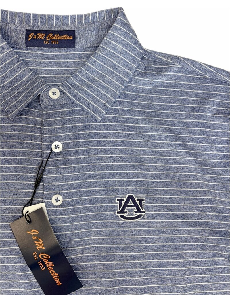 Divots Washed Denim and White Stripe Polo with Navy AU