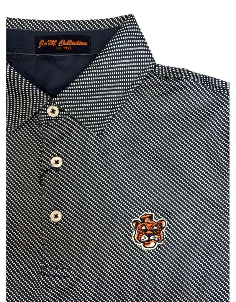 Divots Vintage Aubie Navy White Square Dot Polo