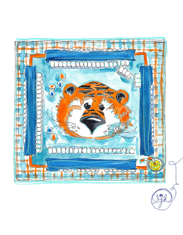 Art by LJD Aubie Mahjong Mat Print