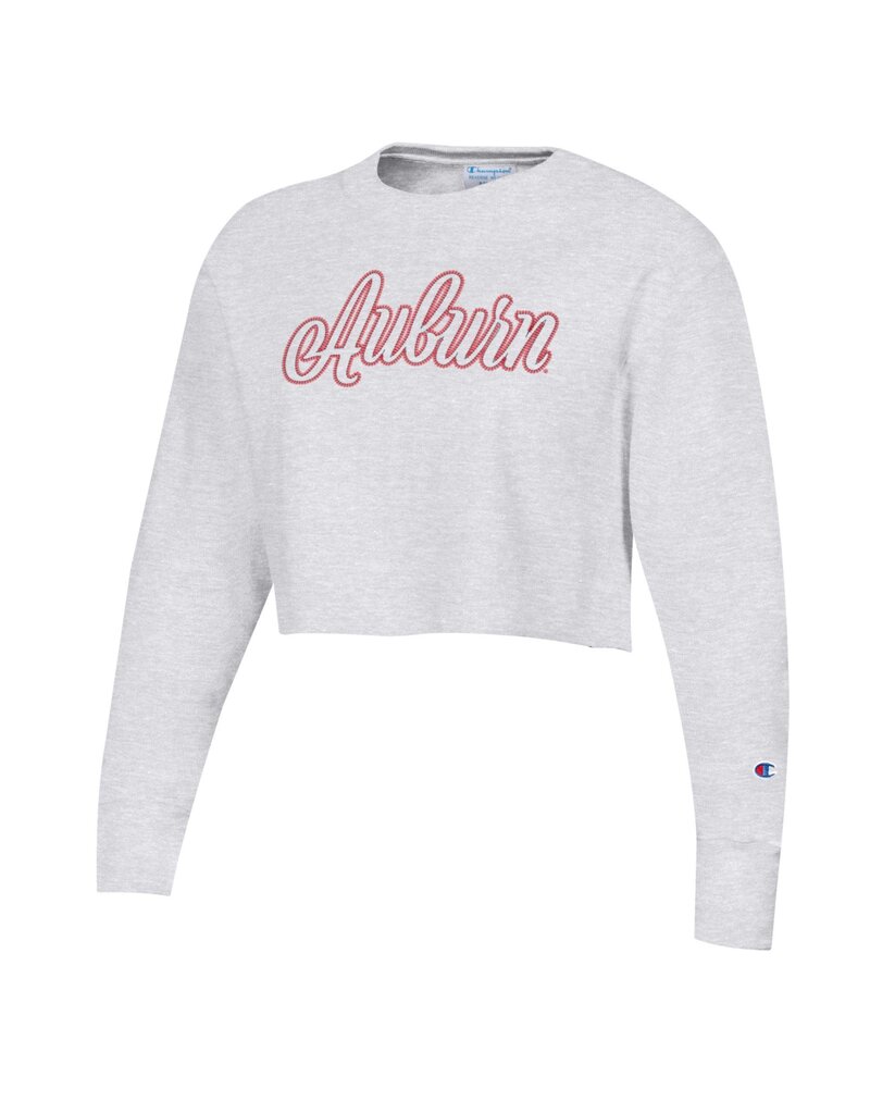 Champion Script Auburn Embroidered Ladies Crop Crew
