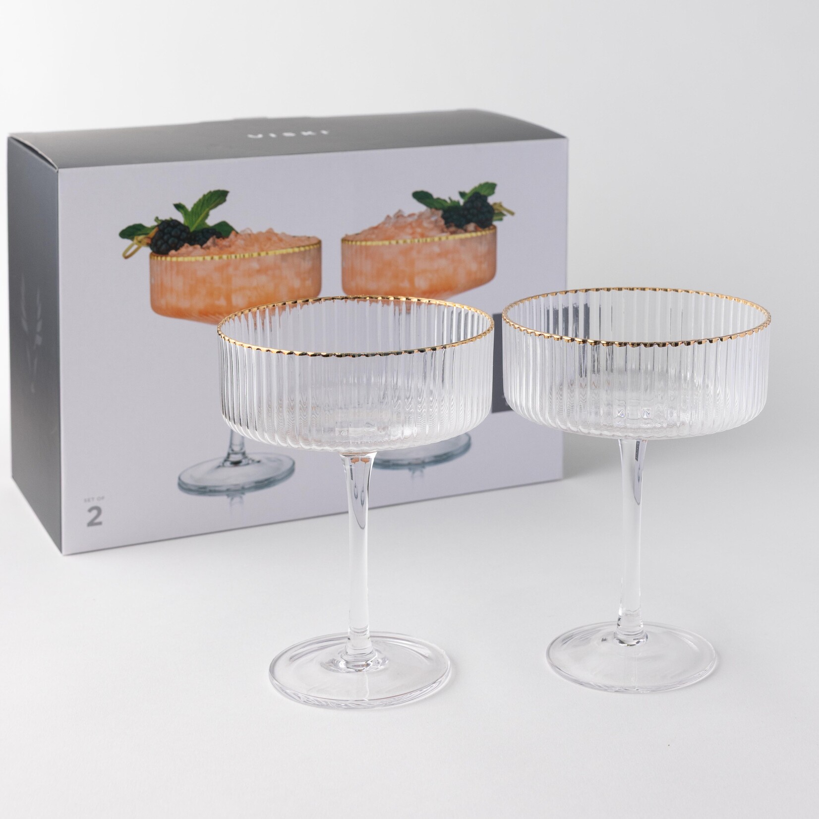 Gold Rim Coupe Glass Set