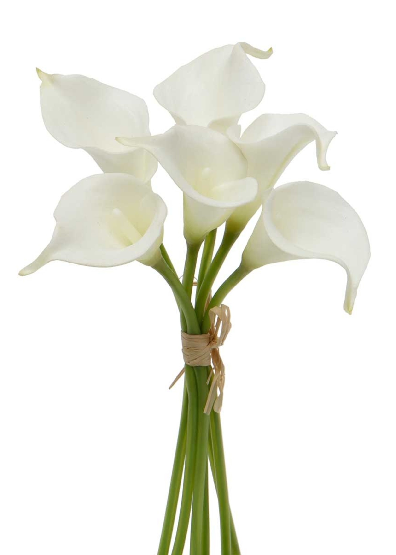 Design Decor REAL TOUCH CALLA LILY BUNDLE OF 6 TIED WITH RAFFIA