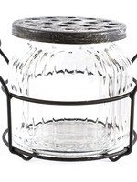 Design Decor 4.5" GLASS JAR W/ HOLDER