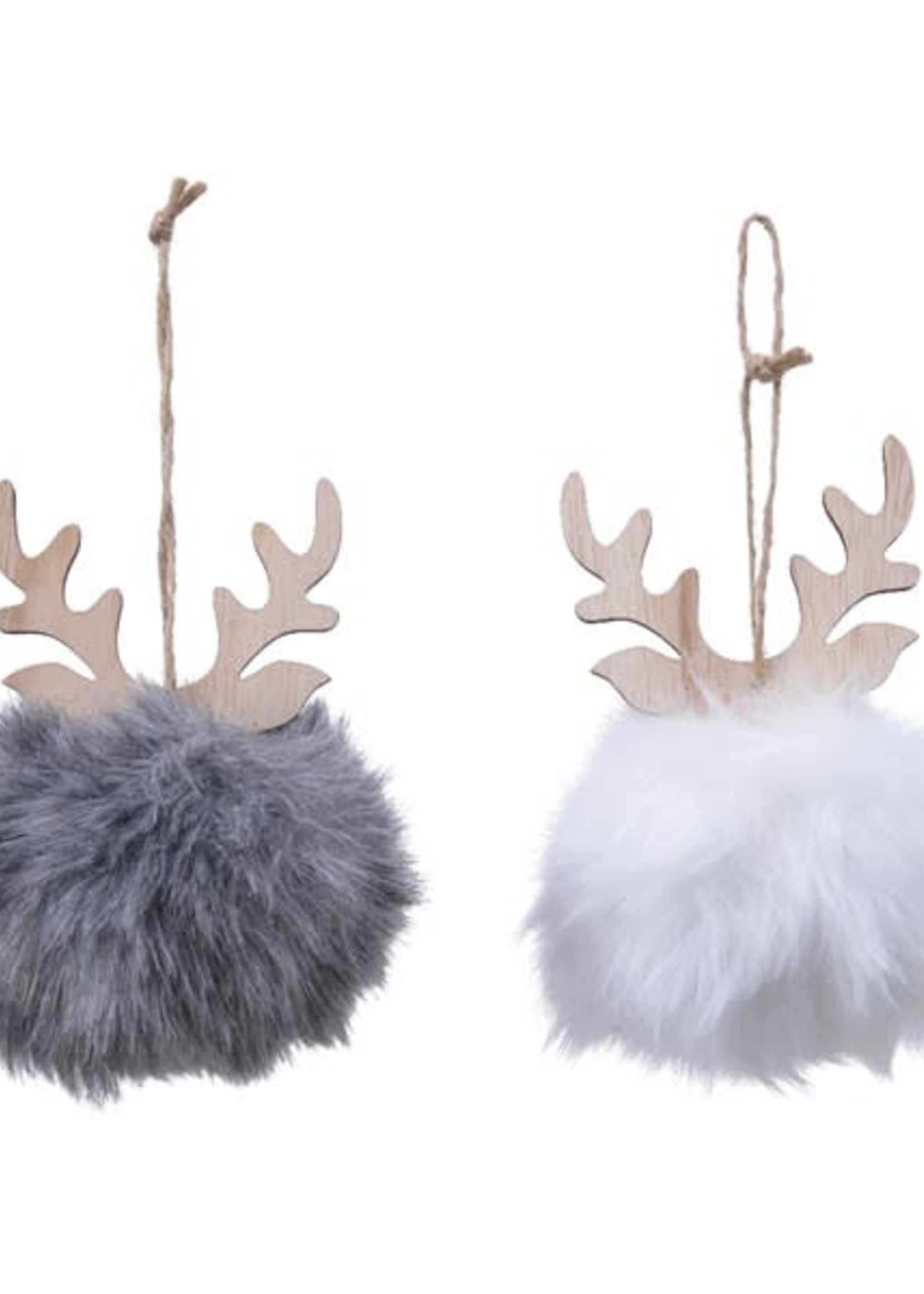 Design Decor Ball polyester faux fur w/ antlers