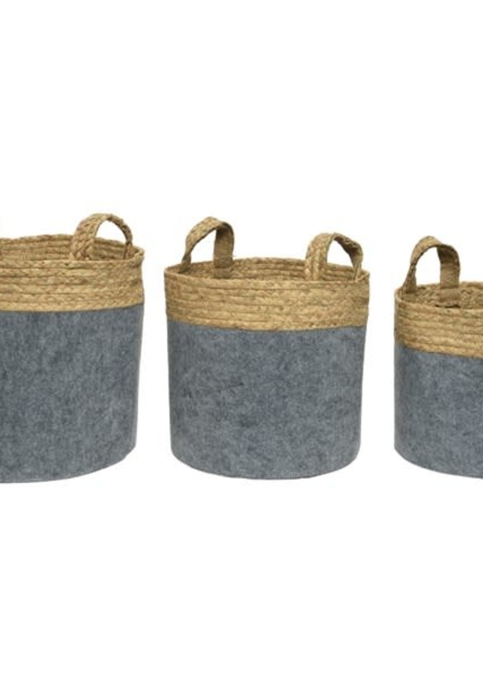 Design Decor Basket felt water hyacinth    ---   set of three (3) baskets