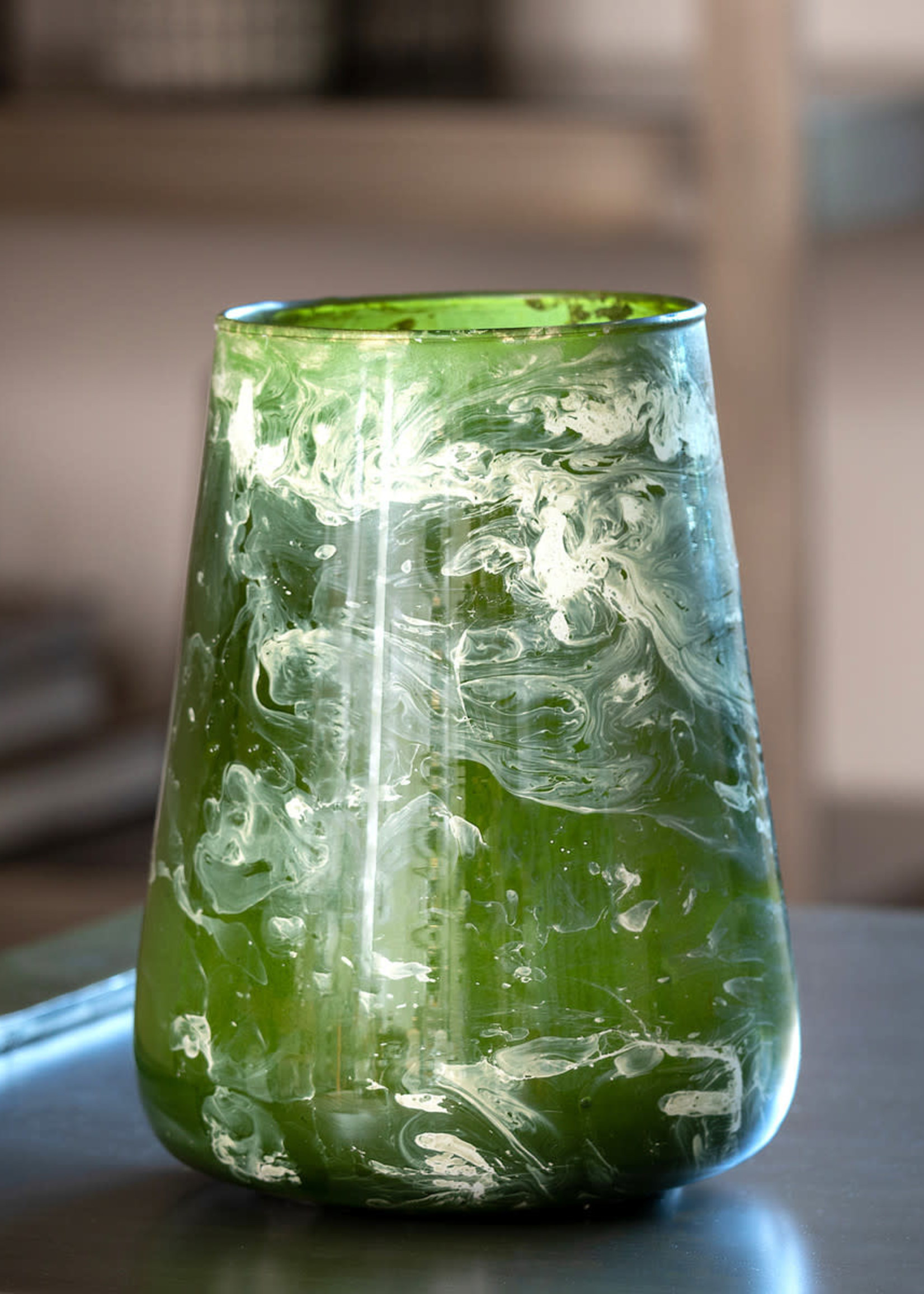 Design Decor Grassway Glass Marble Finish Vase Large
