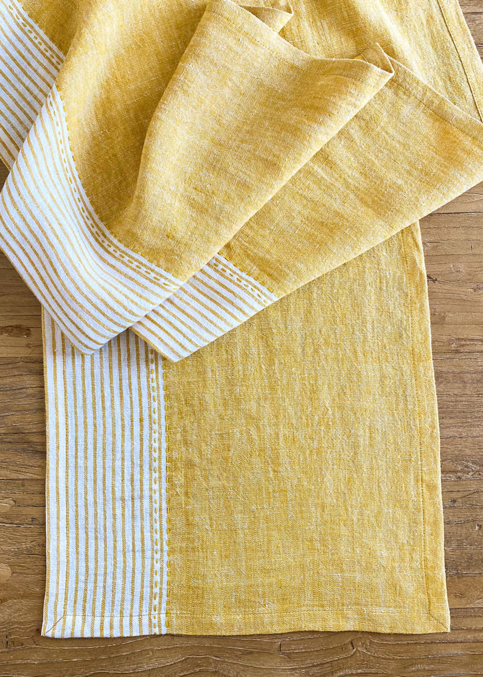 Linen Kitchen Table Runner Yellow