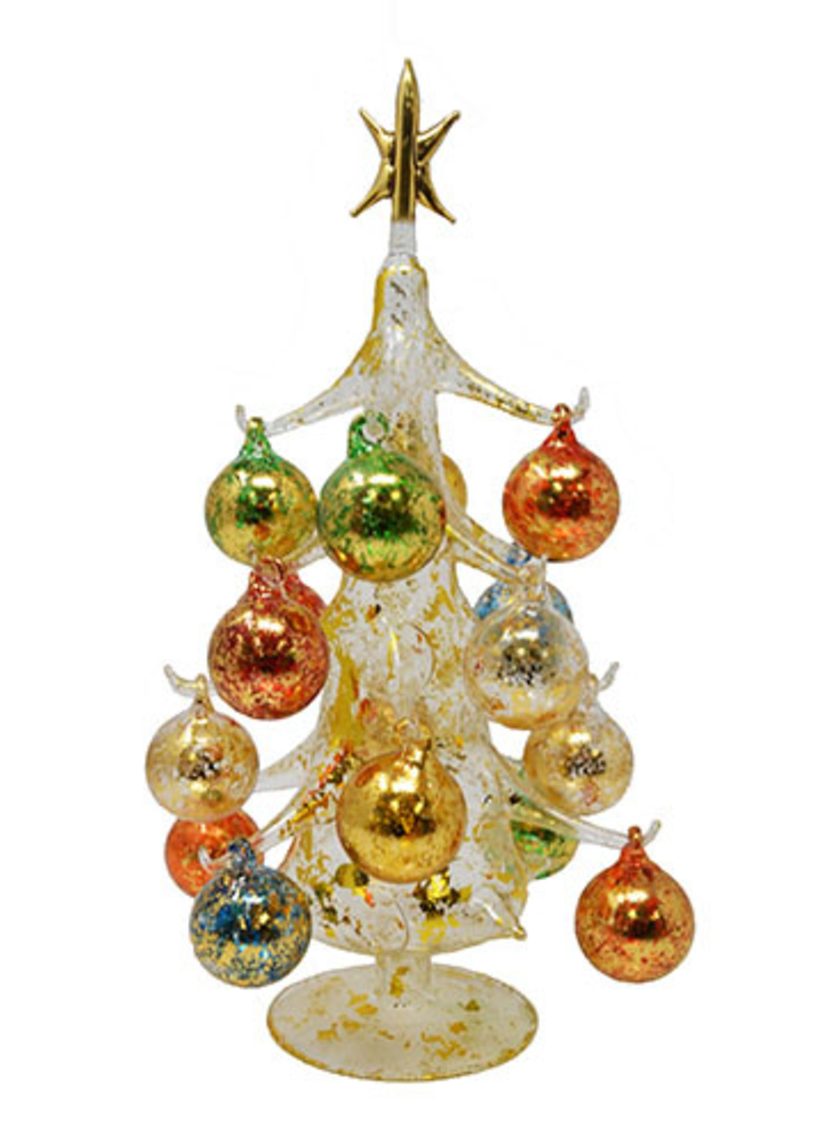 Design Decor Oro multicolor 30cm Glass Tree w/ 16+1 Ornaments GB