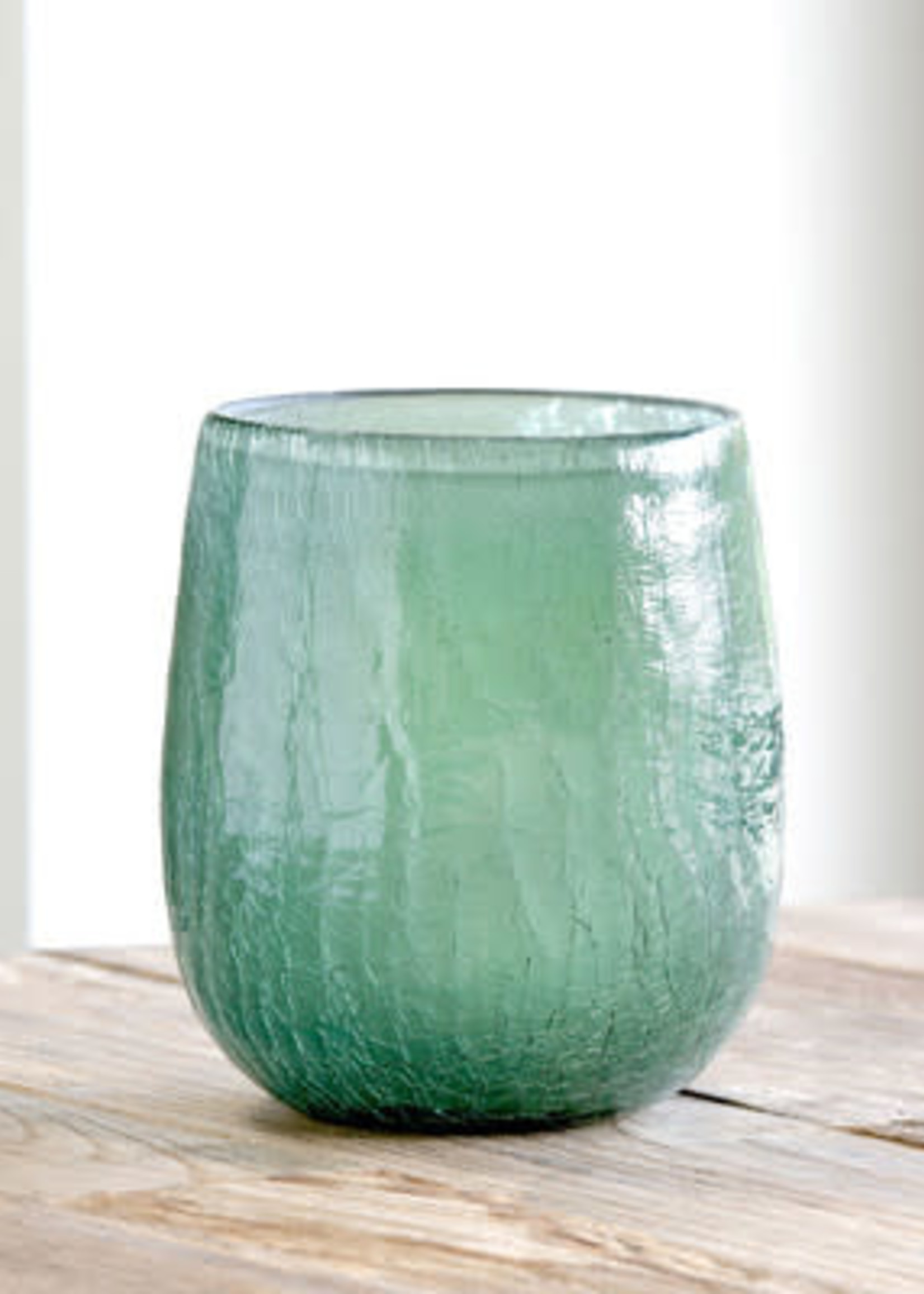 Design Decor Smokey Sage Crackled Glass Vase, Medium