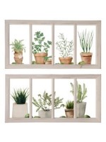 Design Decor ACRYLIC PLANTS IN WINDOW FRAME 12.5x25.5"