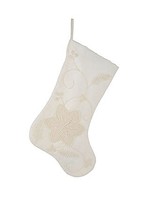 Design Decor 20" Ivory With Pearl Beads Stocking