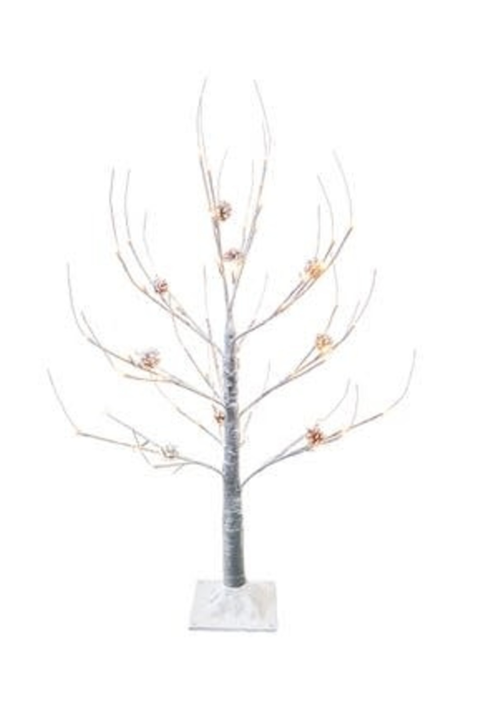 Design Decor 3' Pre-Lit LED Flocked Brown Twig Tree With Pinecones