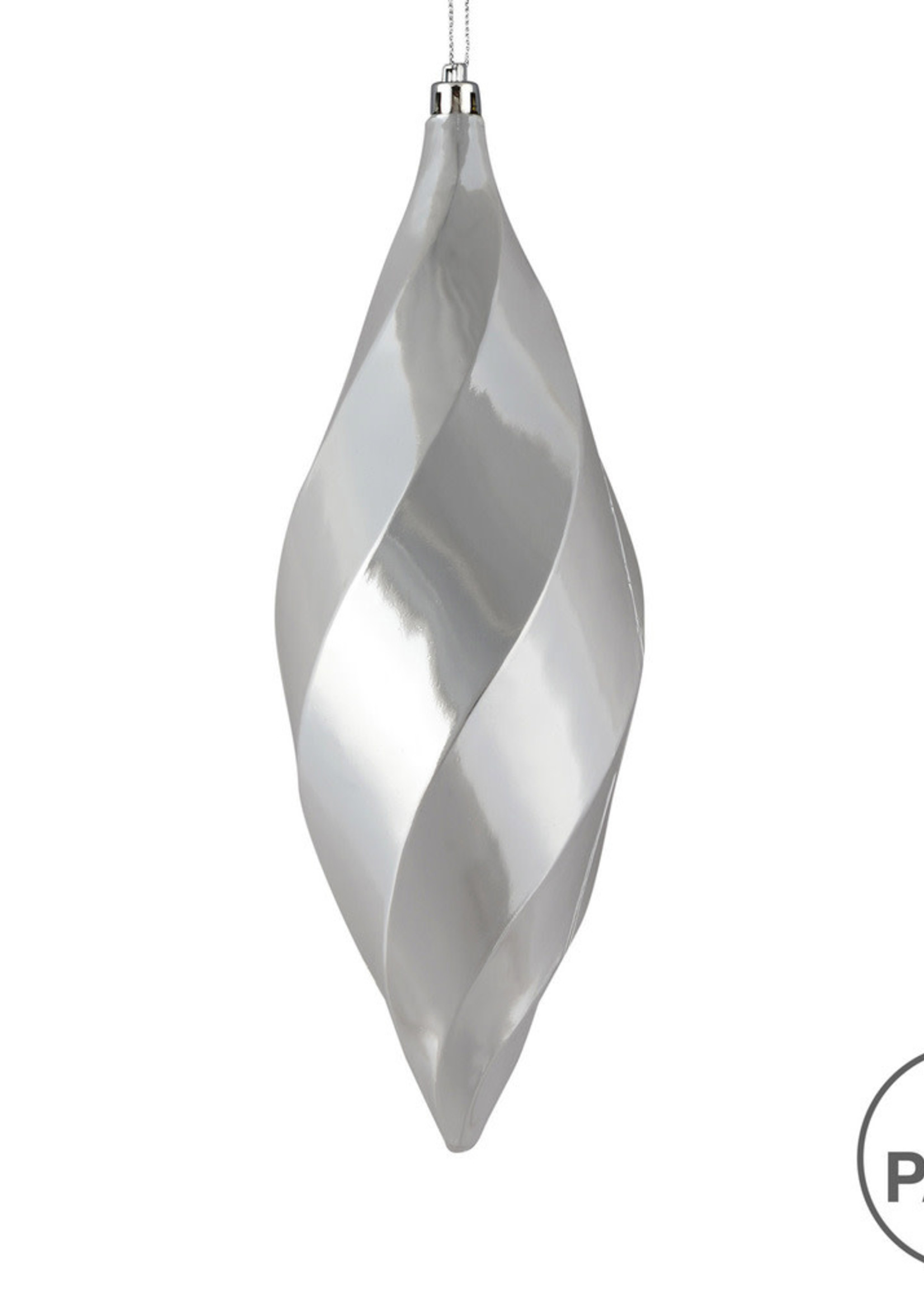 Design Decor 8" Silver Shiny Swirl Finial 6/Bag