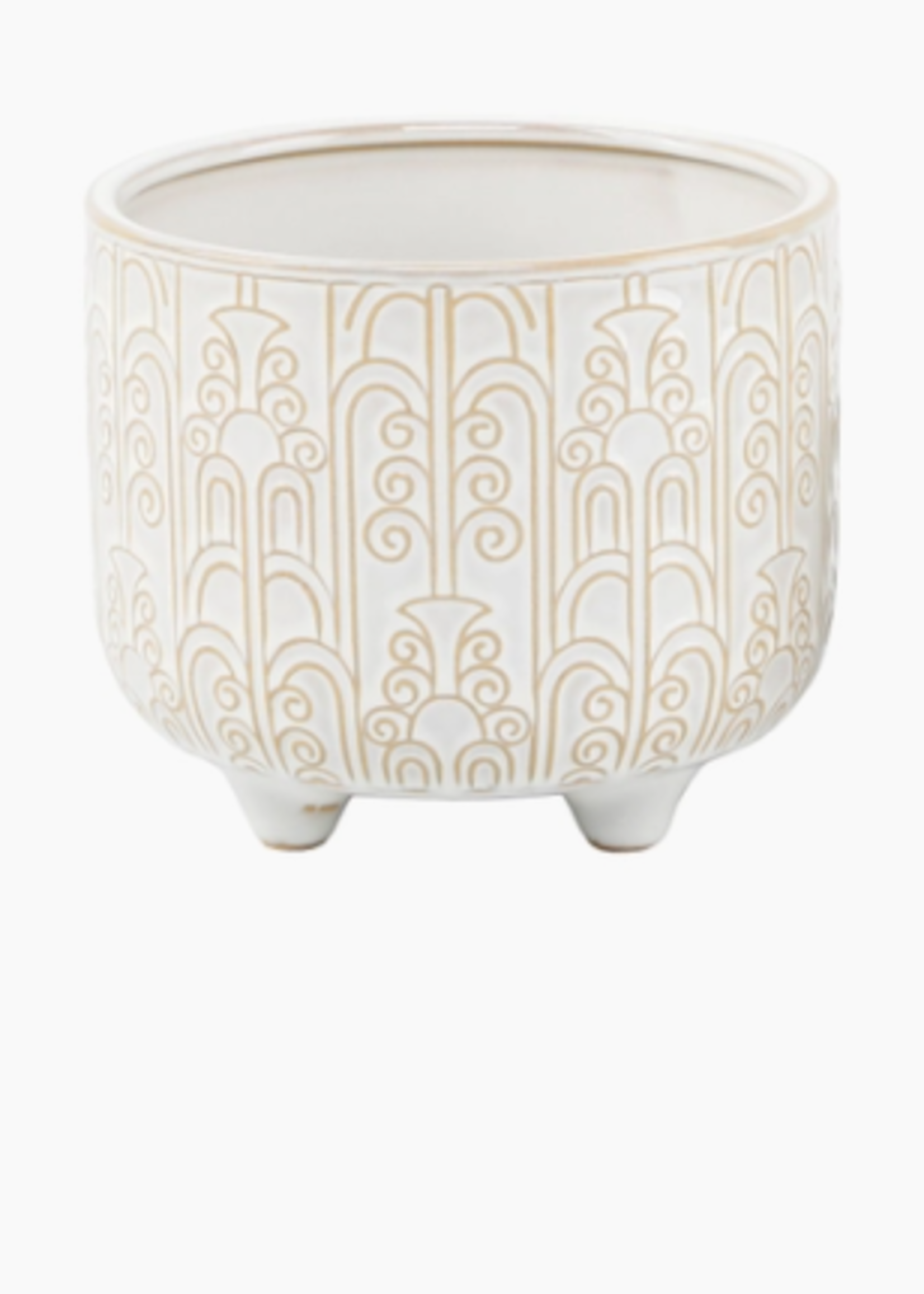 Design Decor Vintage Footed Ceramic 4.75" Ivory