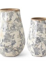 Design Decor White & Black Floral Ceramic Vase Short