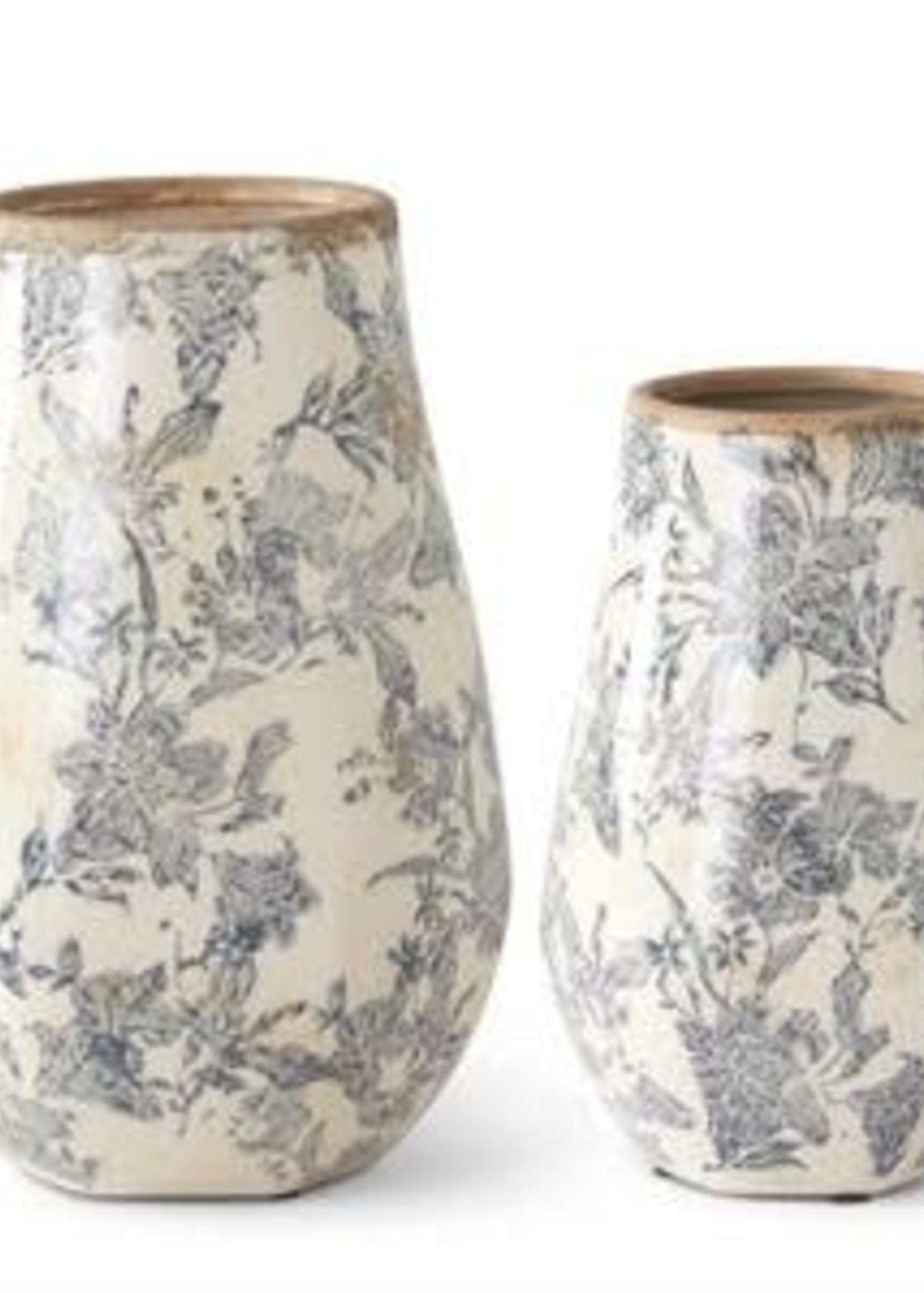 Design Decor White & Black Floral Ceramic Vase Tall
