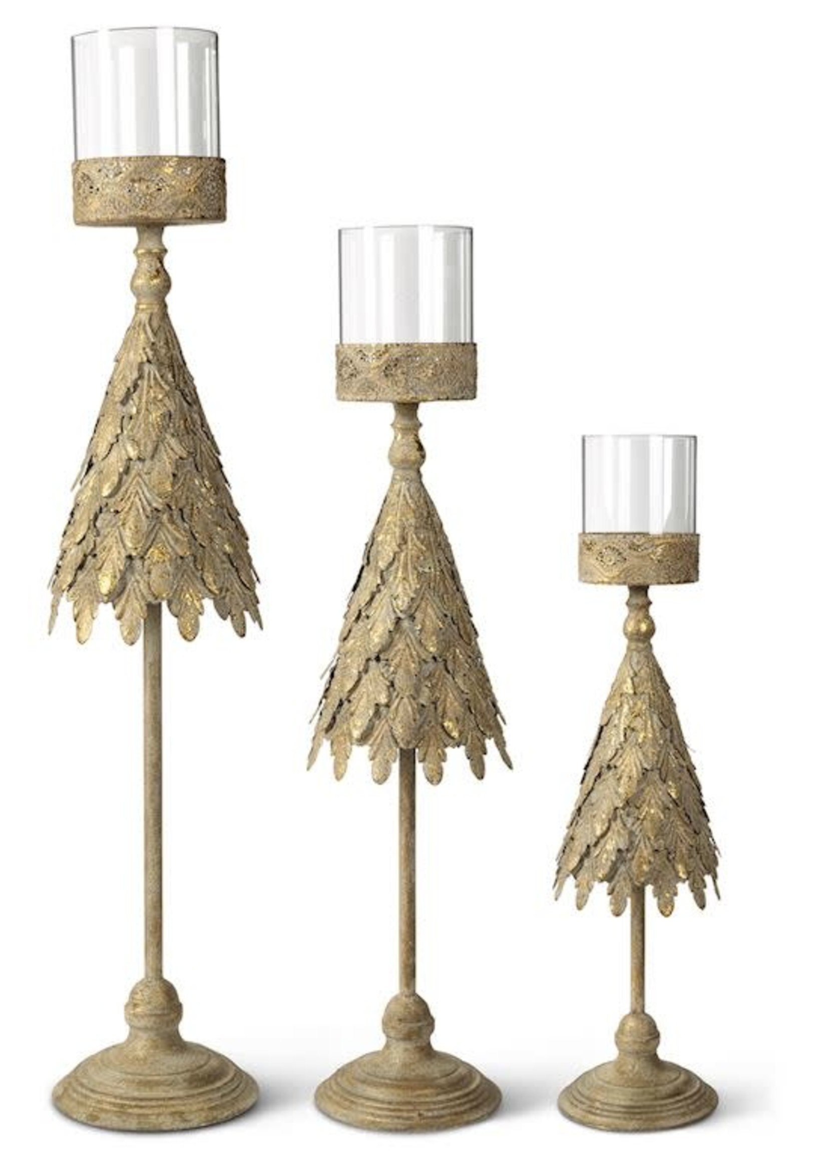Design Decor Gold Metal Tree Candleholder w/Glass Medium