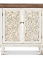 Design Decor 36 Inch Whitewashed Cabinet w/Distressed Light Wood