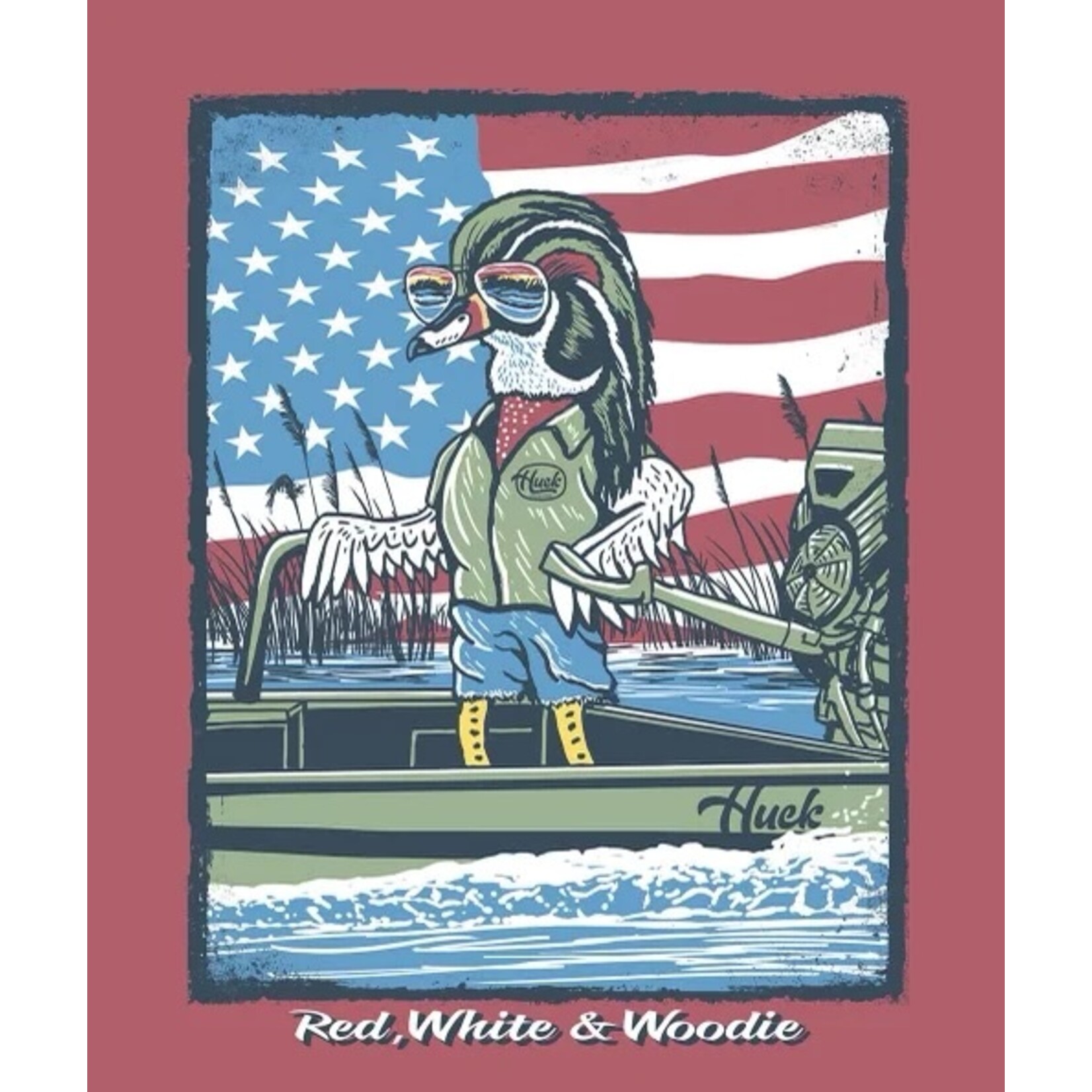 Huck Outdoors Huck Outdoors Red, White, & Woodie S/S TEE Shirt