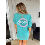 OLD ROW Old Row Outdoors Women's Circle Logo Seafoam/ w Pink Pocket S/S TEE Shirt