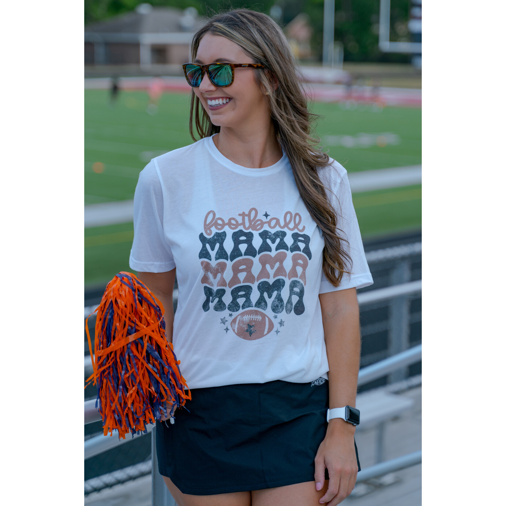 FAIRE Women's Graphic TEE'S Gameday Women's Football Mama Stacked Graphic S/S TEE Shirt