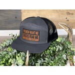 East Coast Waterfowl East Coast Waterfowl Women want me Ducks Fear Me Leather Patch 7 Panel Snapback Hat