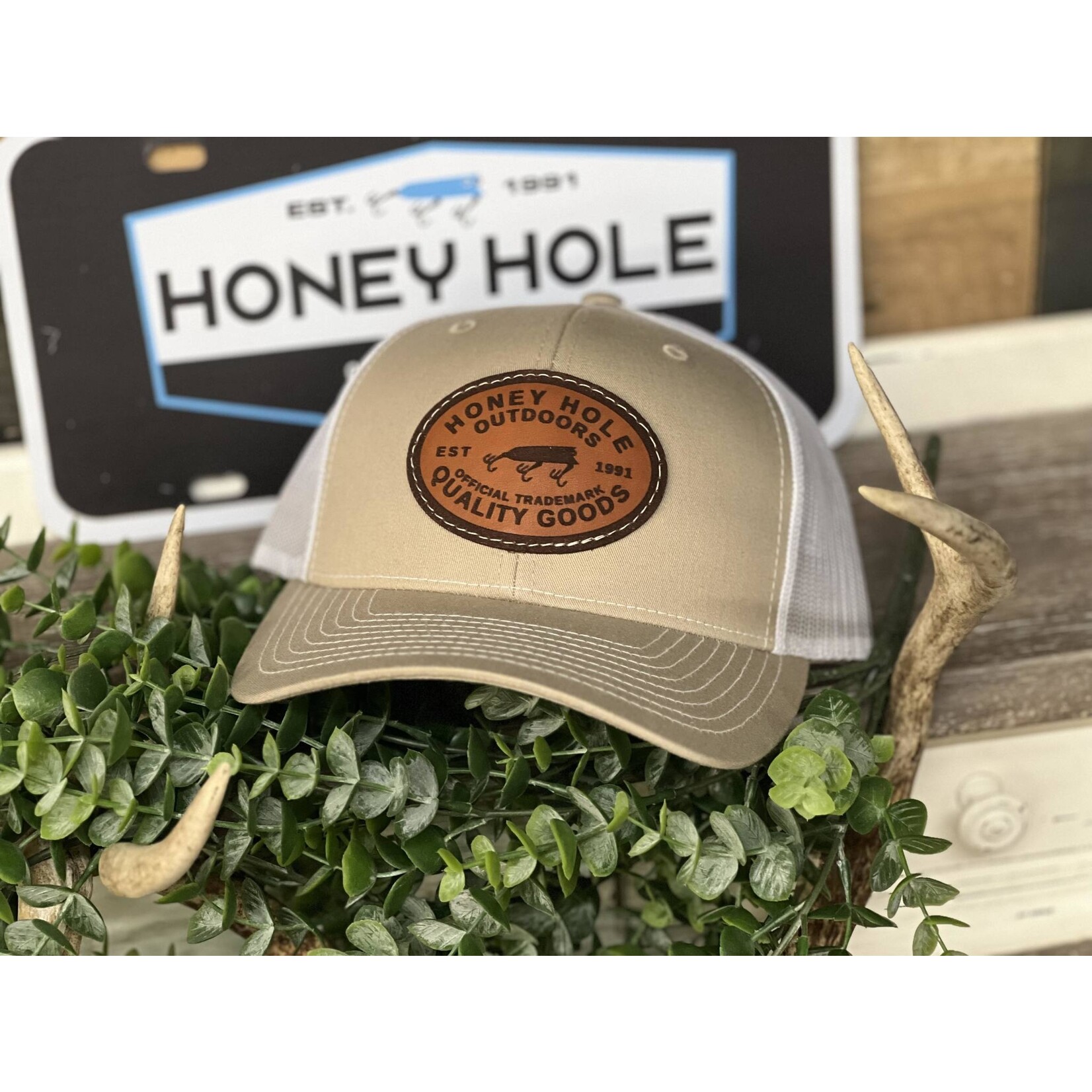Honey Hole Outdoors Honey Hole Outdoors 13 Leather Patch Snapback Hat