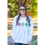 FAIRE Women's Graphic TEE'S Mardi Gras Women's Faux 3 Sequins Mardi Gras Sweatshirt