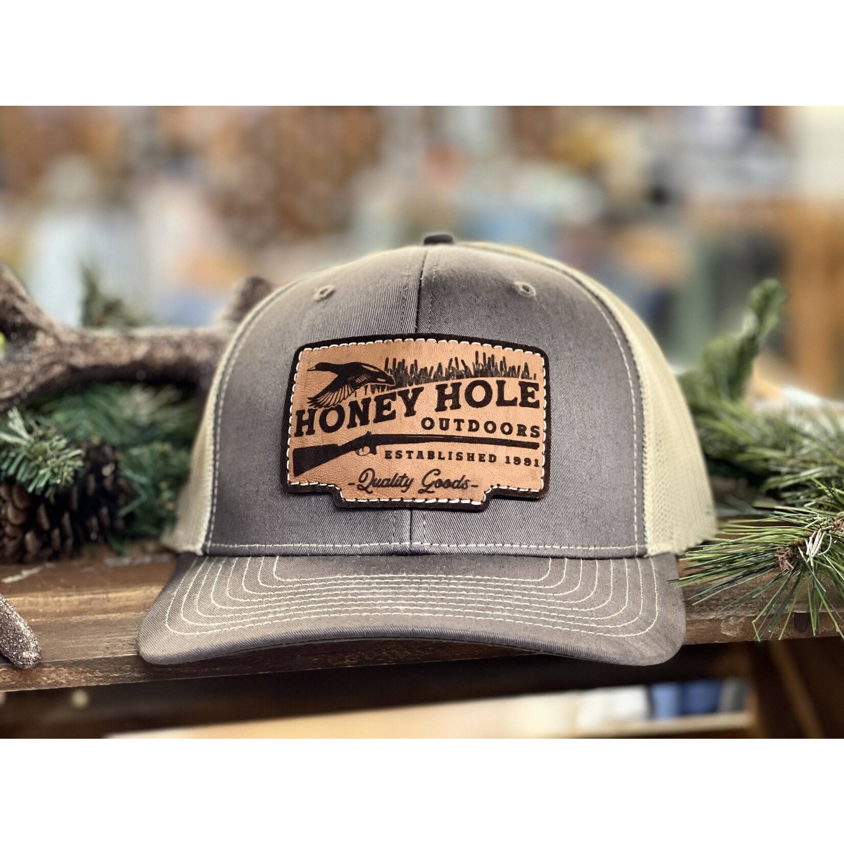 Honey Hole Outdoors Honey Hole Outdoors Duck Shotty Leather Patch Snapback Hat