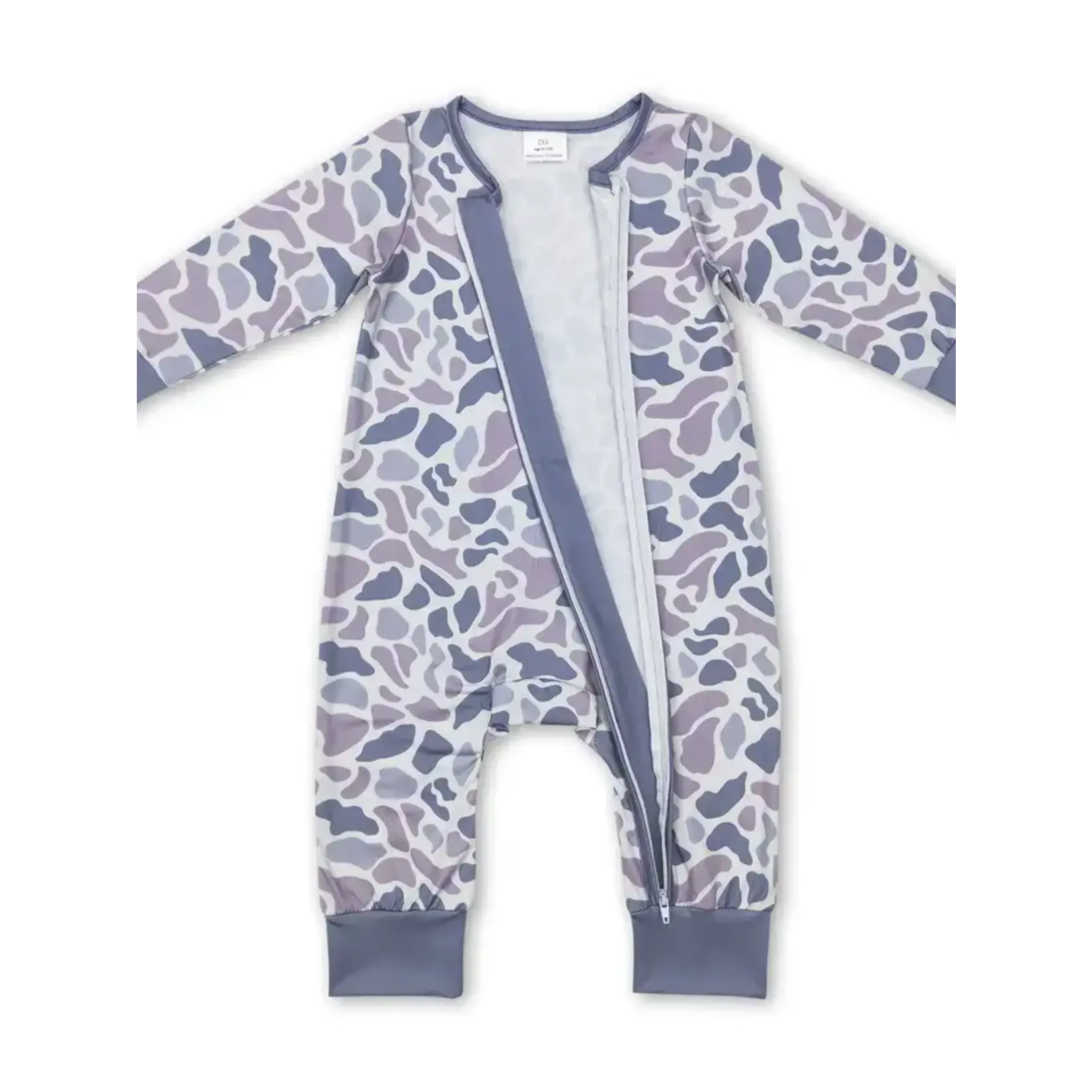 Sassy Kids Palace Baby/Kids Grey Camo Long Sleeves Zipper Romper