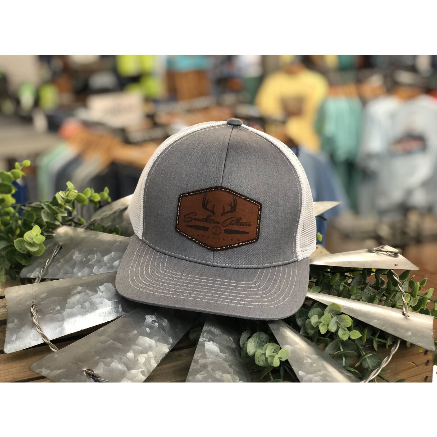 Southern Culture Southern Culture Antlers & Bullet Dark Leather Patch Snapback Hat