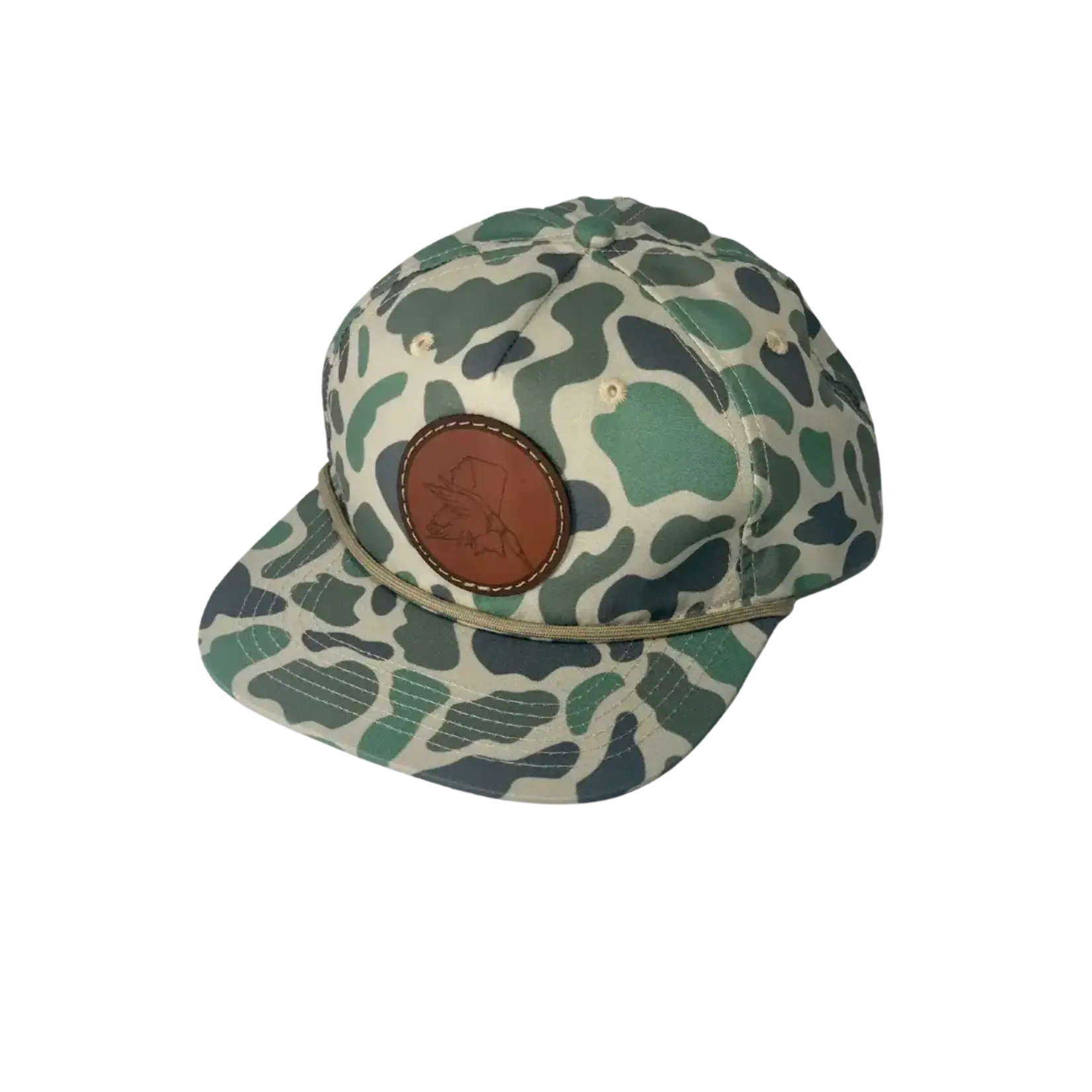 Easymoney Hunt Co. Easymoney Hunt Co Camo Rope Hat w MS Leather Duck Patch Snapback Hat