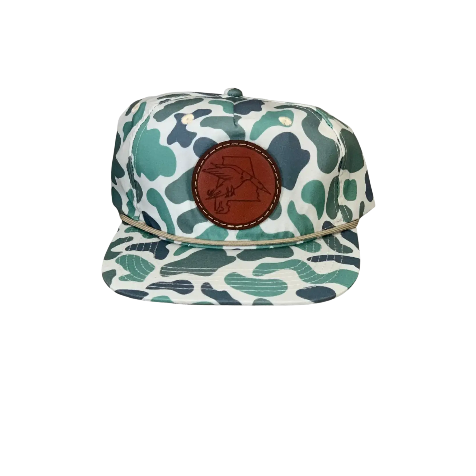 Easymoney Hunt Co. Easymoney Hunt Co Camo Rope Hat w AL Leather Duck Patch Snapback Hat