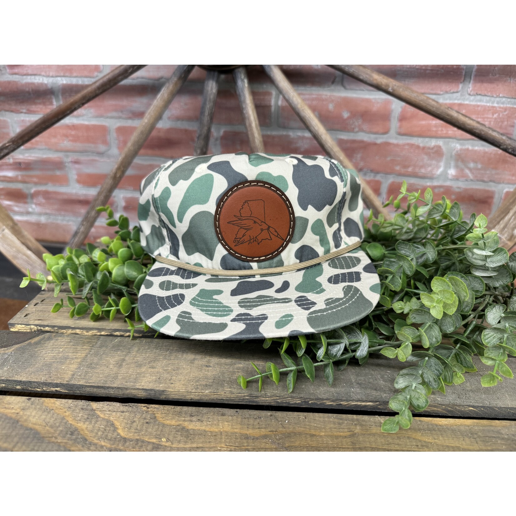 Easymoney Hunt Co. Easymoney Hunt Co Camo Rope Hat w MS Leather Duck Patch Snapback Hat